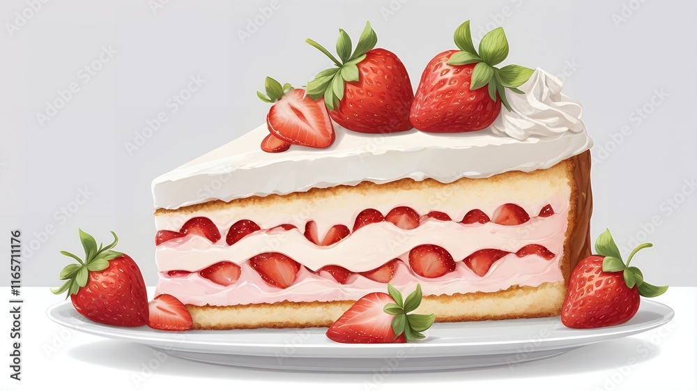 Strawberry Cheesecake isolated on white background; cake isolated on transparent background Strawberry Cheesecake isolated on white background; cake isolated on transparent background