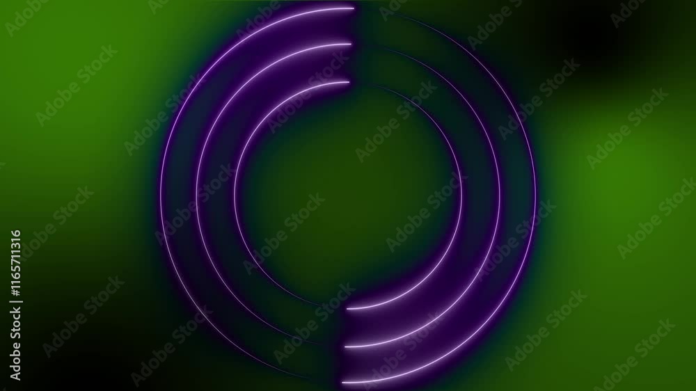 Abstract Futuristic technology background with rotating glowing neon ...
