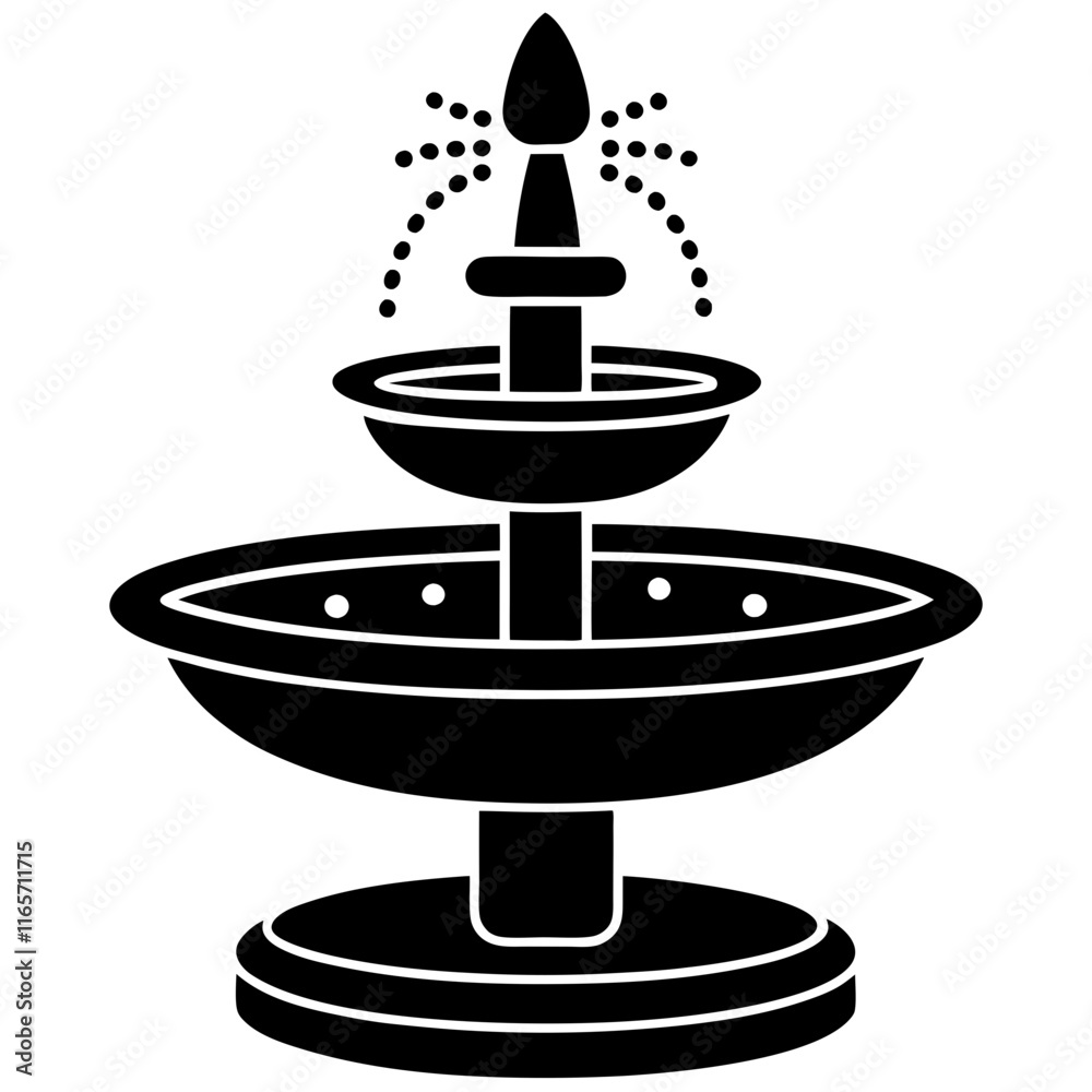 Water fountain icon in modern silhouette vector art illustration Water fountain icon in modern silhouette vector art illustration
