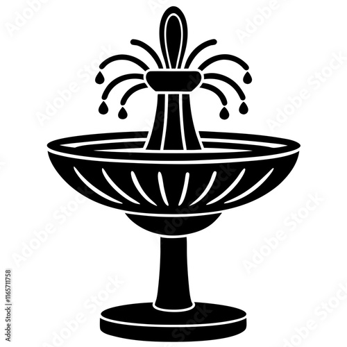 Water fountain icon in modern silhouette vector art illustration 