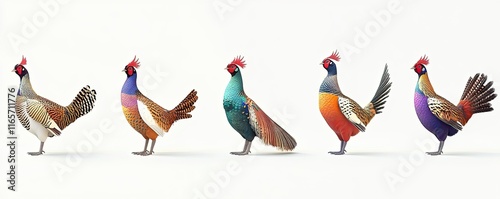 Colorful Pheasants Displaying Vibrant Plumage Variations photo