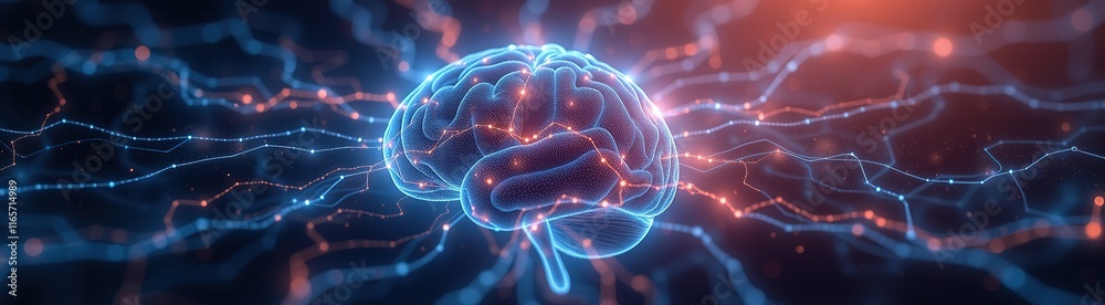 Fototapeta premium Glowing brain with connected neural network