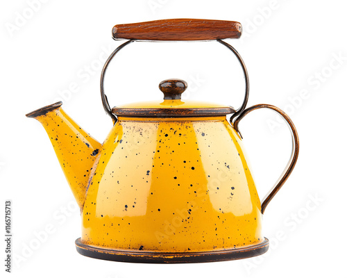 Isolated Yellow Vintage Teapot photo