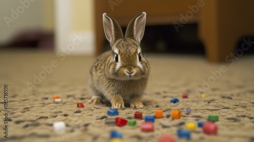 Cozy Indoor Play Area with Rabbit and Toys