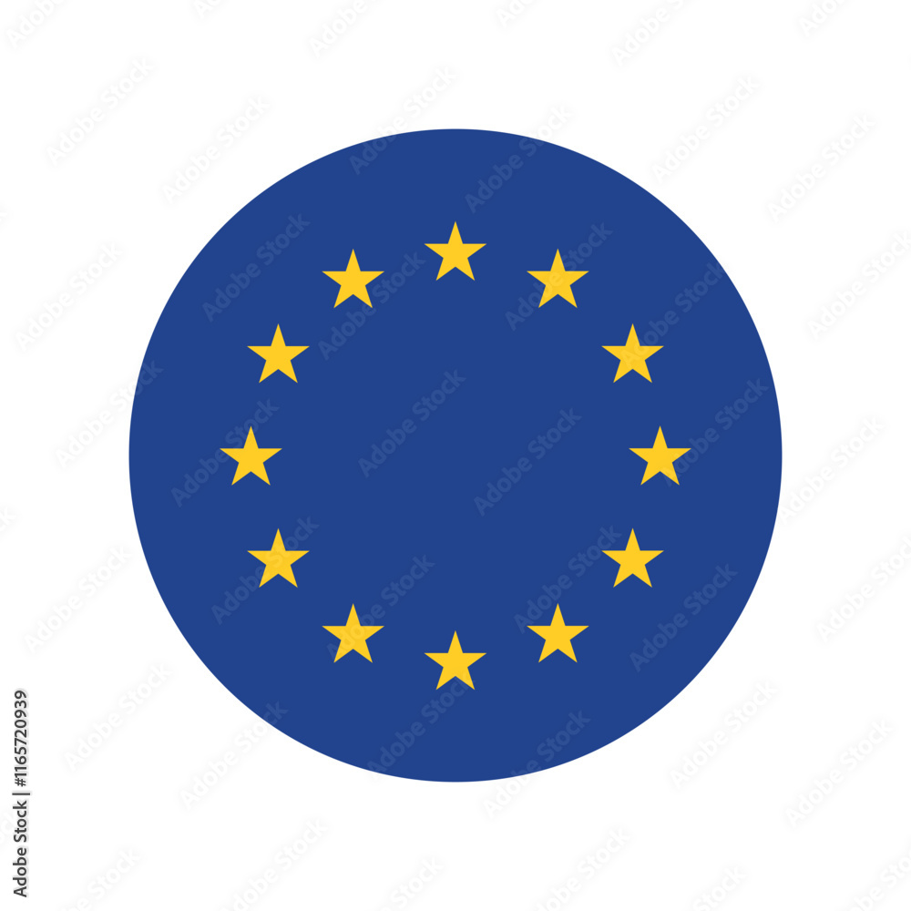 vector European Union Flag icon. Round flag of European Union on White Background. vector European Union Flag icon. Round flag of European Union on White Background.