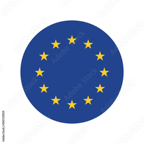 vector European Union Flag icon. Round flag of European Union on White Background.