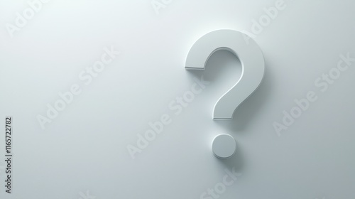 Light gray question mark with subtle shadow symbolizing inquiry and curiosity on a plain background