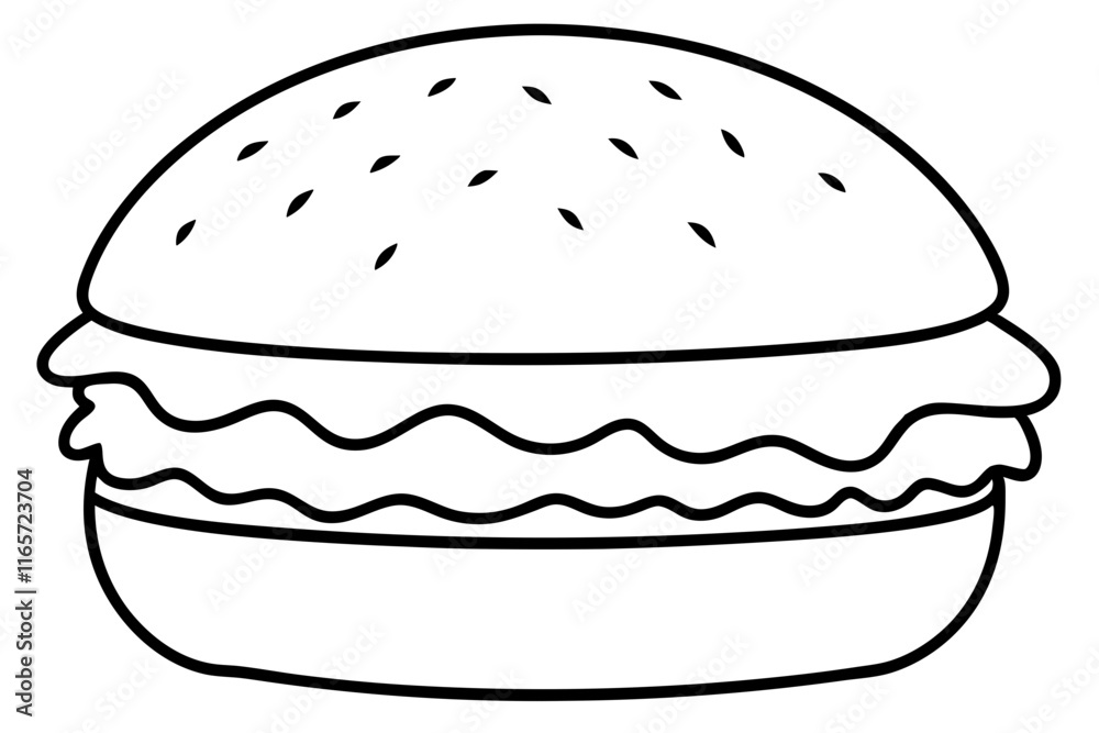Minimalist Hamburger Line Art Illustration - SVG File Minimalist Hamburger Line Art Illustration - SVG File