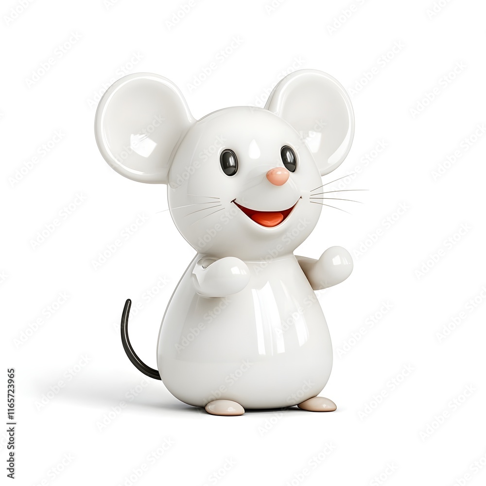 Naklejka premium White mouse with a smile on its face