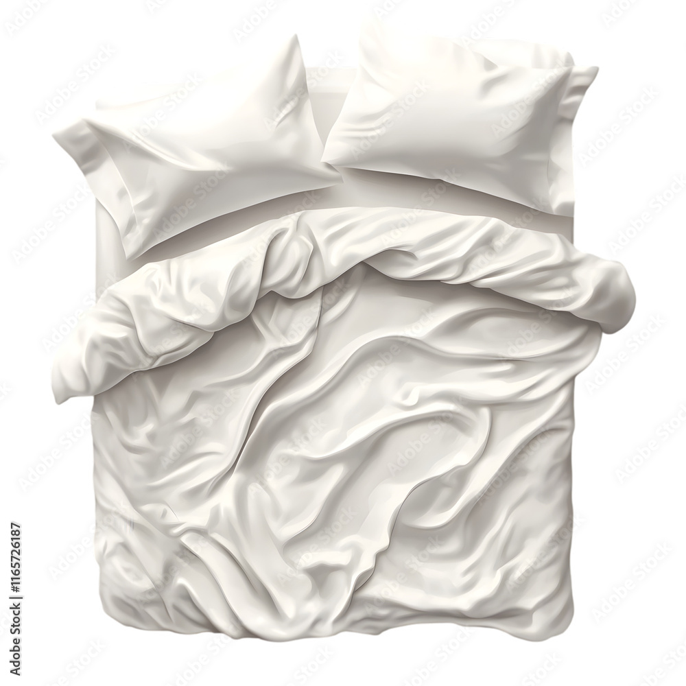 Obraz premium White cotton bed sheet isolated on transparent background bed sheet png