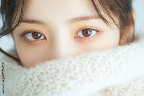 若い日本人女性の目線・目元