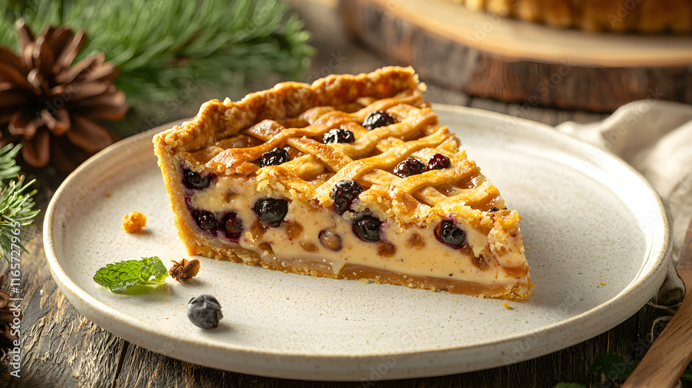 Perfectly Styled Slice of Wyoming's Iconic Hucklberry Pie Perfectly Styled Slice of Wyoming's Iconic Hucklberry Pie