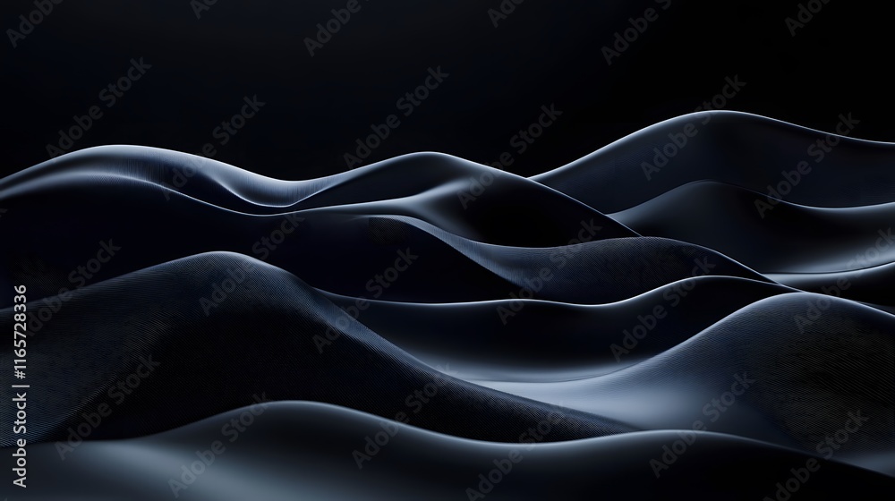 Obraz premium Dark Blue Abstract Wavy Landscape Design