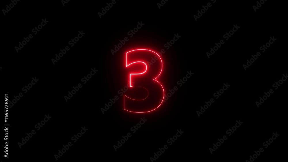 neon text 3 number countdown icon background 4k animation. neon text 3 number countdown icon background 4k animation.