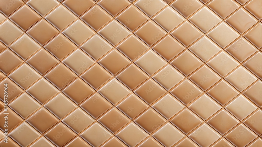 Fototapeta premium Diagonal Arrangement of Light Brown Square Tiles with Subtle Gradient
