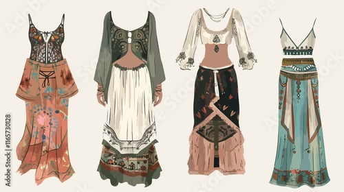 Chic Bohemian Fashion Style featuring Four Boho and Gypsy Clothes