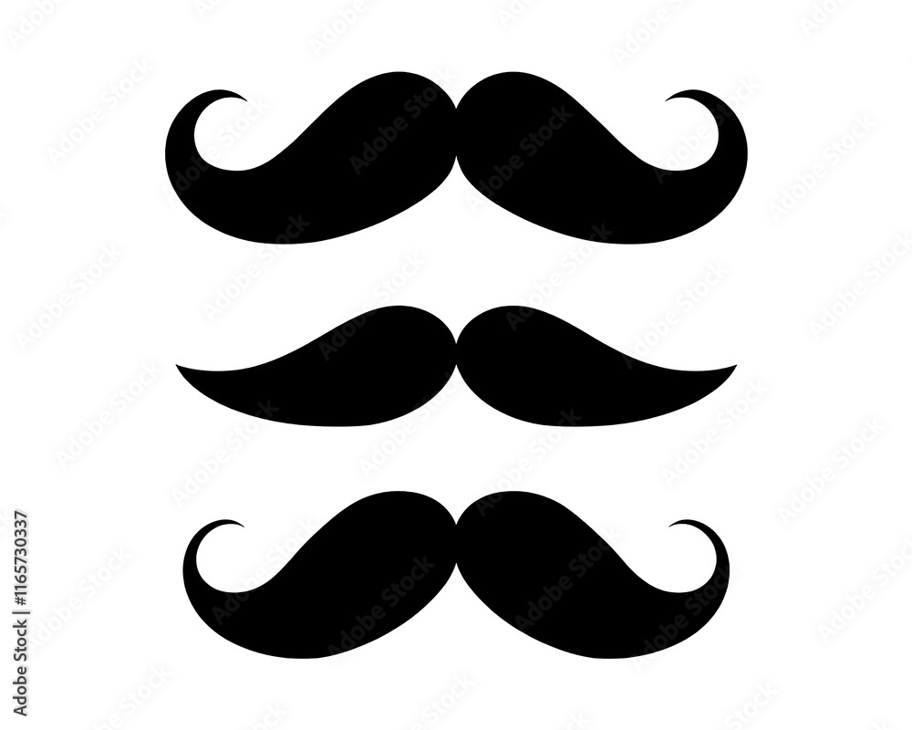 Mustache icons set vector illustration isolated on white background Mustache icons set vector illustration isolated on white background