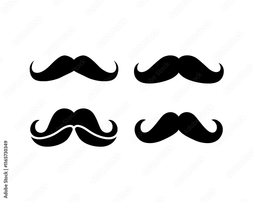 Mustache icons set vector illustration isolated on white background Mustache icons set vector illustration isolated on white background