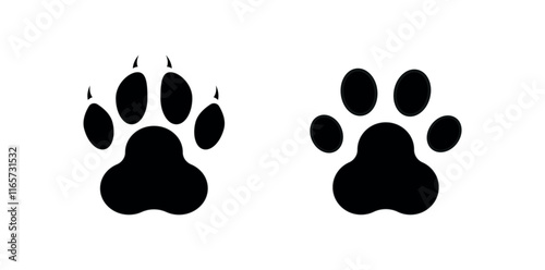 Dog and Cat paw print icon set transparent png and vector illustration.