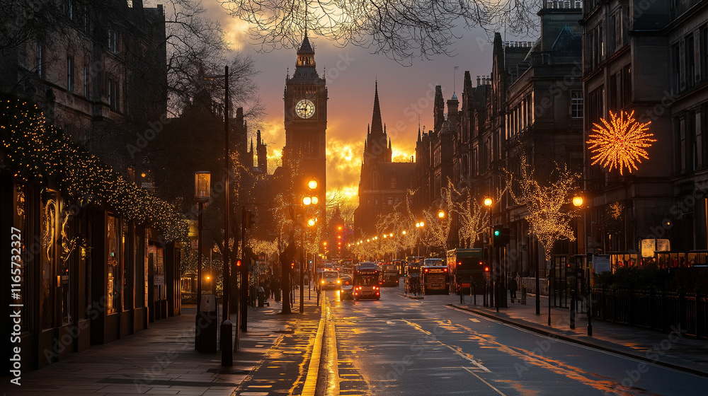 Fototapeta premium Traffic in snowy city.