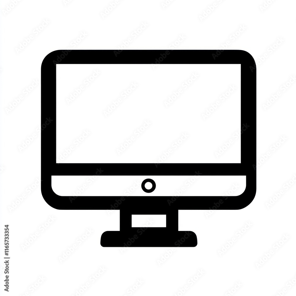 A simple black outline desktop computer icon A simple black outline desktop computer icon