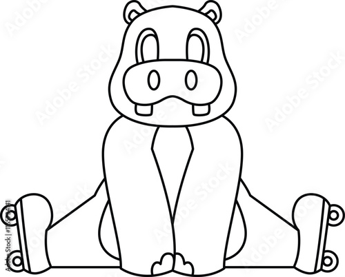 Hippo Inline skating Roller skates Animal Vector Graphic Art Illustration