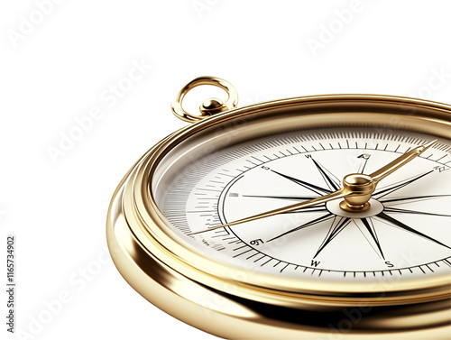 Isolated Golden Round Compass photo