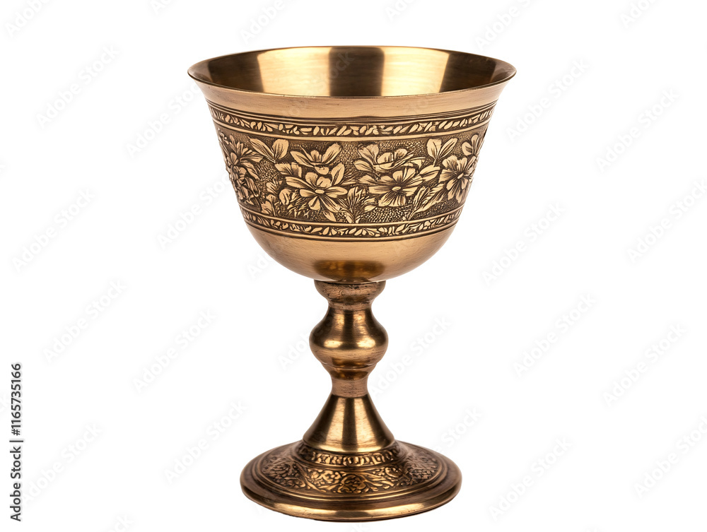 Isolated Bronze Goblet with Floral Details Isolated Bronze Goblet with Floral Details