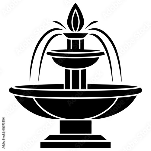 Water fountain icon in modern silhouette vector art illustration 