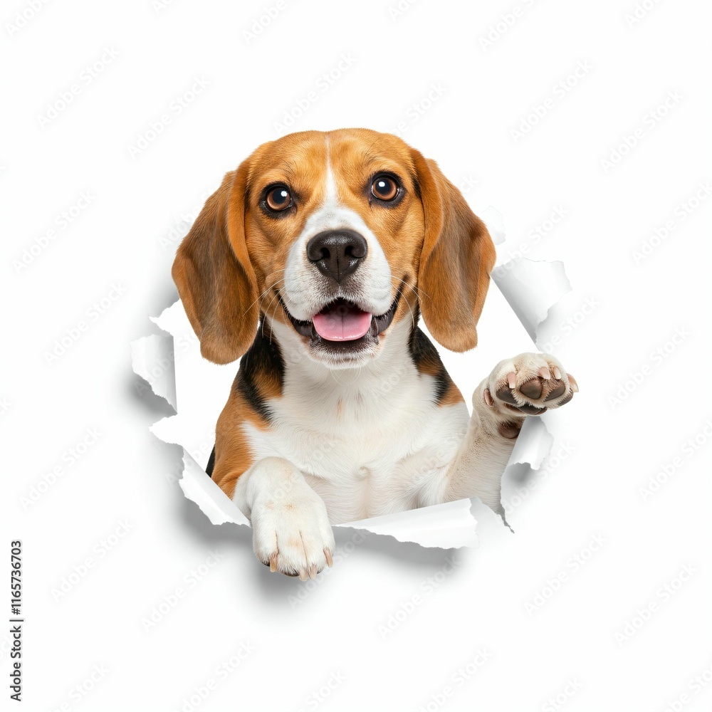 Charming Beagle Breaking Through Torn Paper - Loyal and Playful Companion Design Charming Beagle Breaking Through Torn Paper - Loyal and Playful Companion Design