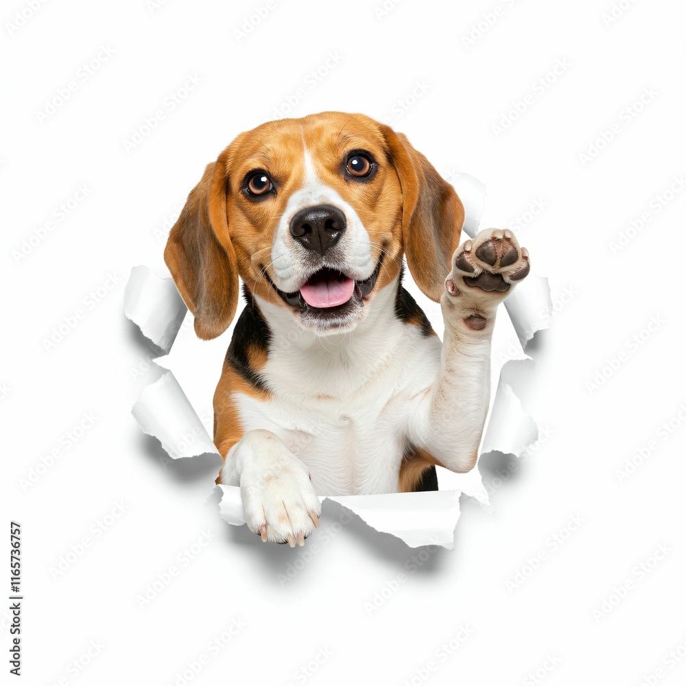 Charming Beagle Breaking Through Torn Paper - Loyal and Playful Companion Design Charming Beagle Breaking Through Torn Paper - Loyal and Playful Companion Design