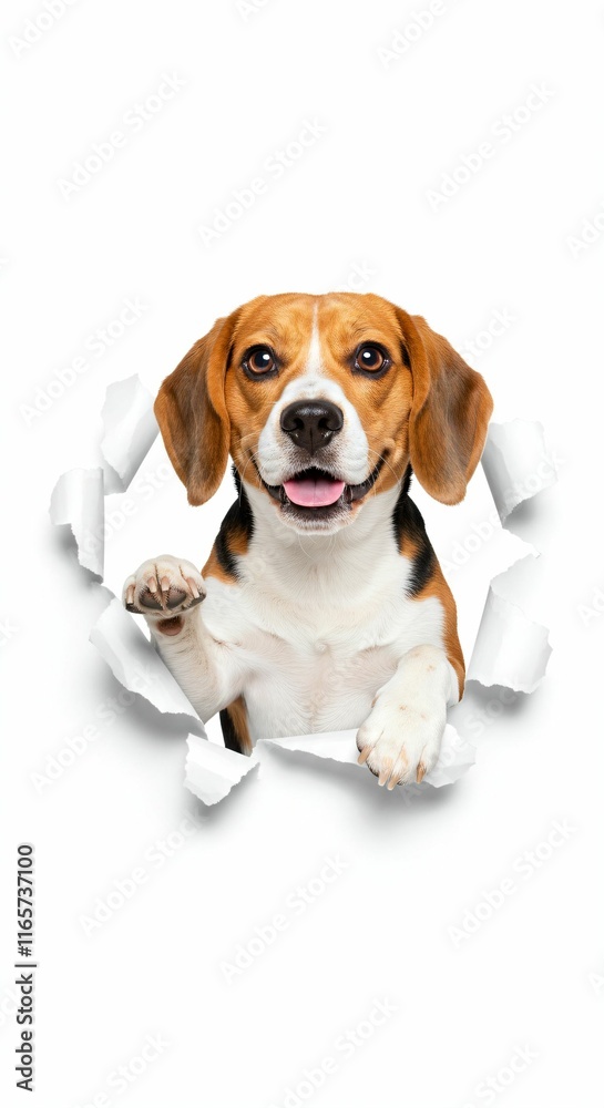 Charming Beagle Breaking Through Torn Paper - Loyal and Playful Companion Design Charming Beagle Breaking Through Torn Paper - Loyal and Playful Companion Design