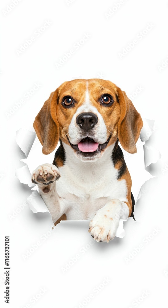 Charming Beagle Breaking Through Torn Paper - Loyal and Playful Companion Design Charming Beagle Breaking Through Torn Paper - Loyal and Playful Companion Design