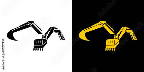 Excavator icon background vector construction machine industry business design isolated