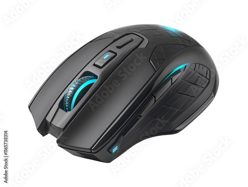 Isolated Ergonomic Gaming Mouse with Blue Lights