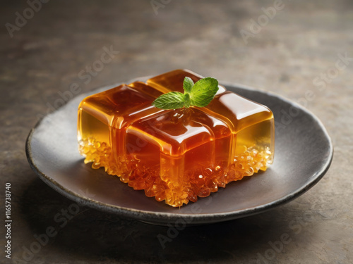 Primer plano de un plato con gelatina
