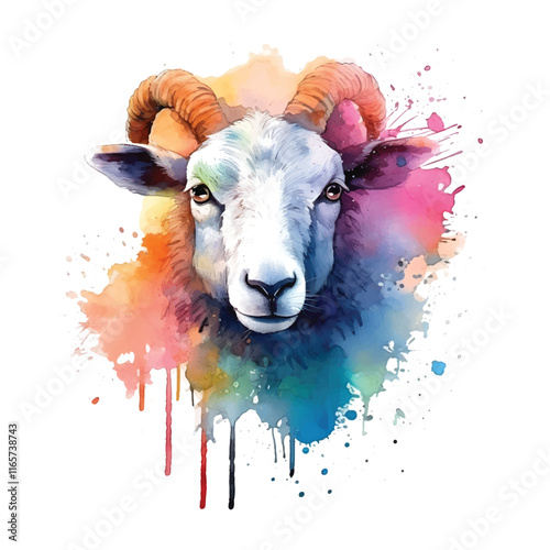 Watercolor lamb vector illustration