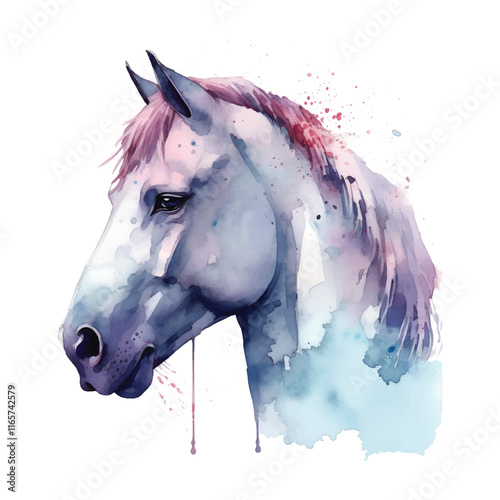 Watercolor portrait of a majestic horse vector illustration photo