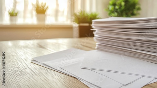 Emotional Struggle of Job Search: Pile of Rejection Letters with Motivational Quotes on Desk in Soft Focus - Ultra-Detailed Image Depicting Layoff Unemployment Concept