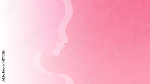 Mother's Day or Women's Day abstract pink background with feminine silhouettes.
