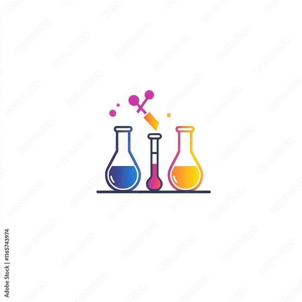 Colorful Flasks Pipette Science Experiment Illustration Colorful Flasks Pipette Science Experiment Illustration