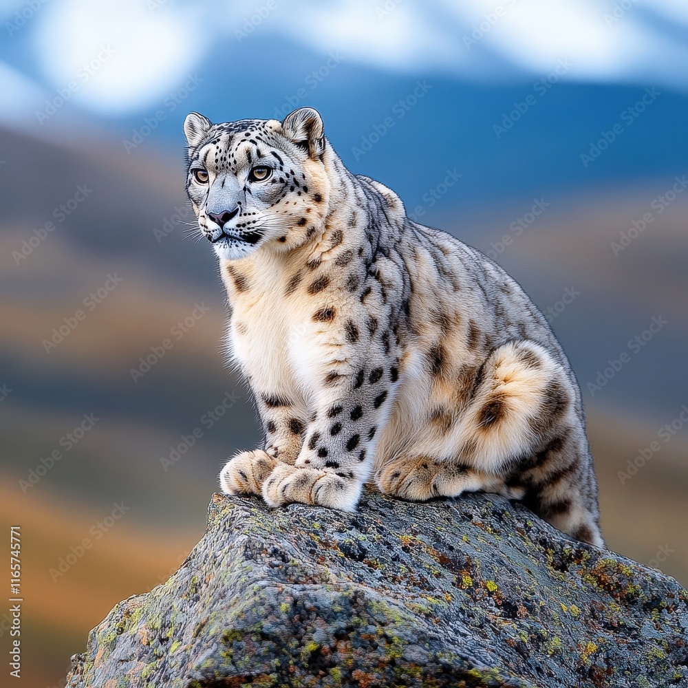 Obraz premium [Arctic fox closeup photography] Arctic Fox Perched on Rocky Outcropping, Early Morning/Afternoon Light, Calm Expression