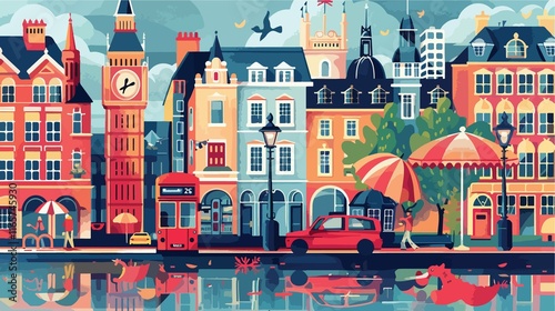 London Geometric Banner Design in Vibrant Colors for Creative Projects