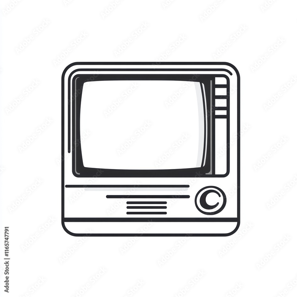Retro Television Illustration Simple Outline Design Retro Television Illustration Simple Outline Design