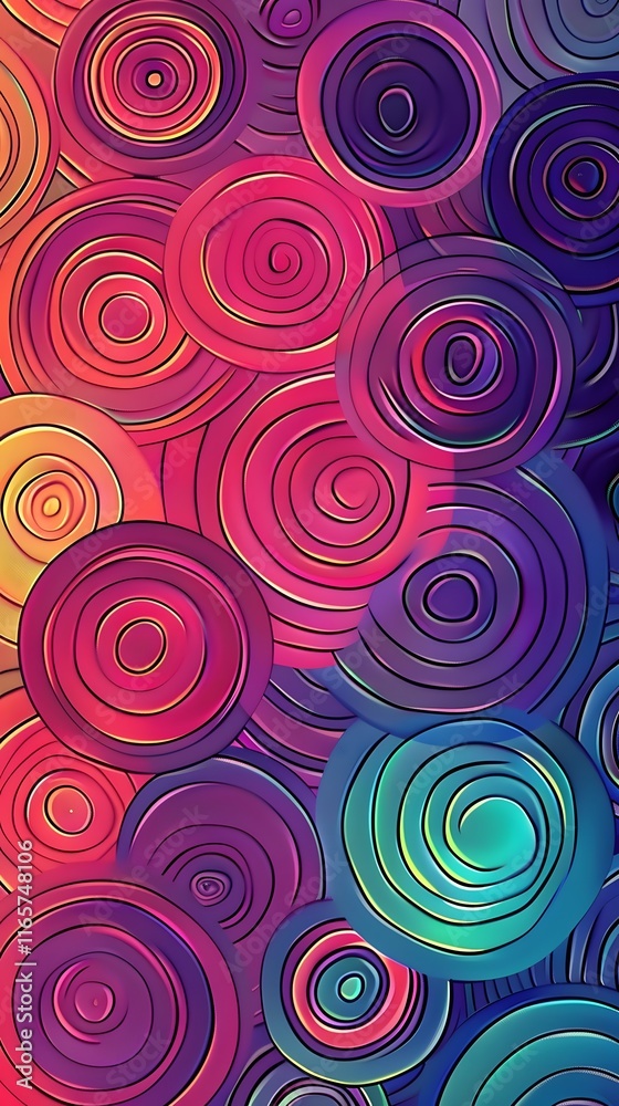 A vibrant abstract pattern featuring colorful concentric circles. A vibrant abstract pattern featuring colorful concentric circles.