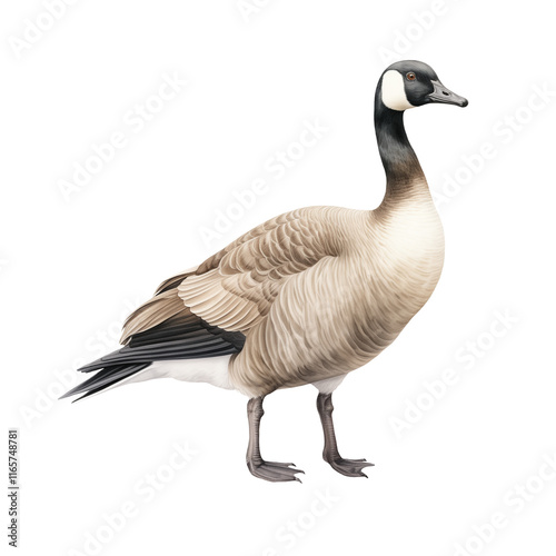 Watercolor Isolated Standing Canada Goose Seen from the Side photo