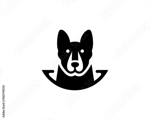 Dog Logo design template. Dog head icon. Vector illustration. Simple silhouette. Flat style. Cartoon dog face logo. Animal logotype concept.  photo