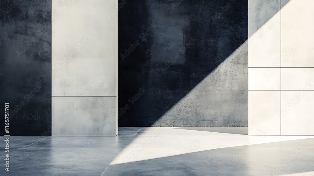 Modern minimalist interior design featuring contrasting textures and light Modern minimalist interior design featuring contrasting textures and light
