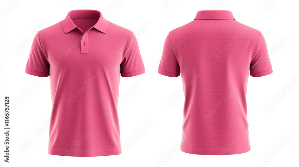 Pink Polo T-Shirt Template: Front and Back Pink Polo T-Shirt Template: Front and Back