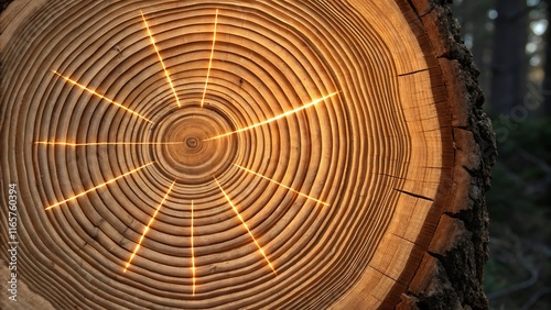 Growth Rings of a Tree with Annual Rings Showing Age photo